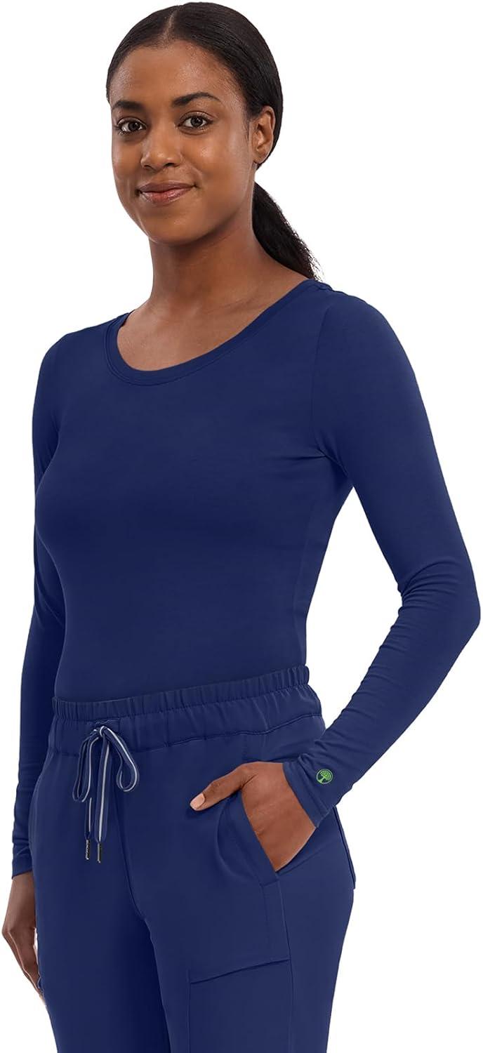 imageHealing Hands Womens Underscrub Soft Knit Melissa Longsleeve Scrub Tee with Breathable amp Easy Care Fabric 5047Navy