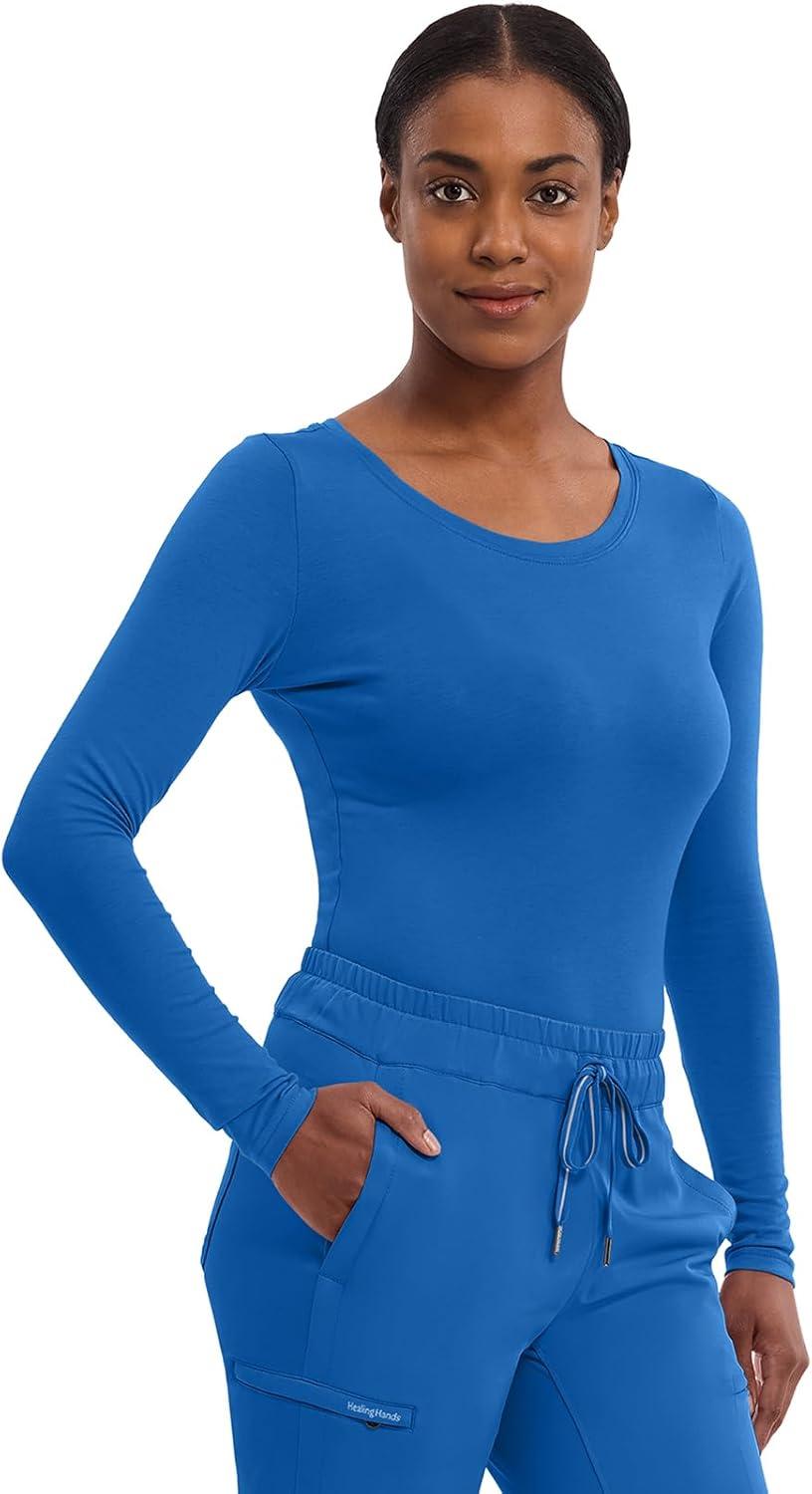 imageHealing Hands Womens Underscrub Soft Knit Melissa Longsleeve Scrub Tee with Breathable amp Easy Care Fabric 5047Royal
