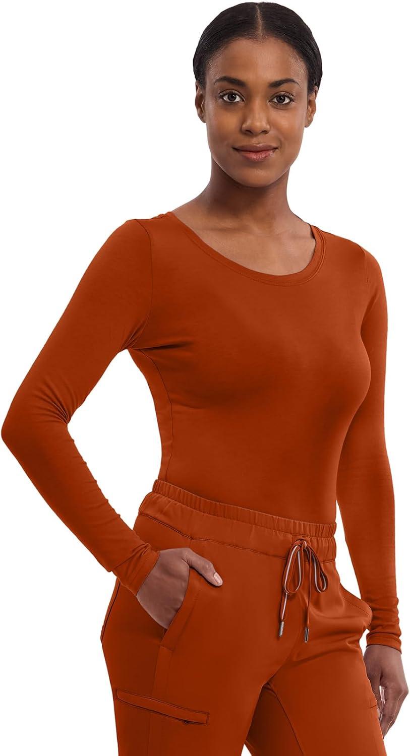 imageHealing Hands Womens Underscrub Soft Knit Melissa Longsleeve Scrub Tee with Breathable amp Easy Care Fabric 5047Warm Sunrise