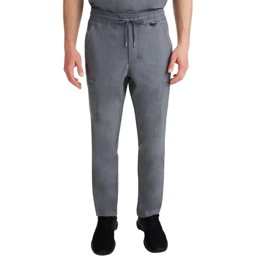 imageHealing Hands Scrub Pants for Men Daniel Utility Bottoms with 6 Pockets 2Way Stretch and Durable Fabric 9300Heather Grey