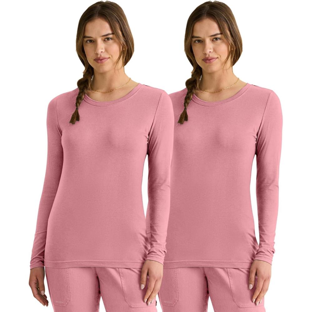 imageHealing Hands Womens Underscrub Soft Knit Melissa Longsleeve Scrub Tee with Breathable amp Easy Care Fabric 5047Nectar 2 Pack