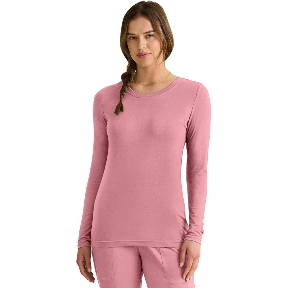imageHealing Hands Womens Underscrub Soft Knit Melissa Longsleeve Scrub Tee with Breathable amp Easy Care Fabric 5047Nectar