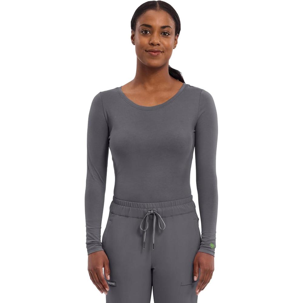 imageHealing Hands Womens Underscrub Soft Knit Melissa Longsleeve Scrub Tee with Breathable amp Easy Care Fabric 5047Pewter