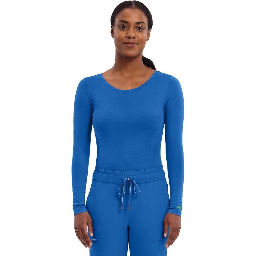 imageHealing Hands Womens Underscrub Soft Knit Melissa Longsleeve Scrub Tee with Breathable amp Easy Care Fabric 5047Royal