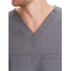 Healing Hands Men’s Scrub Top Justin V-Neck Modern Fit with Chest & Sleeve Pocket, Easy Care Stretch Fabric 2330(Heather Grey)