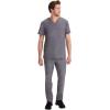 Healing Hands Men’s Scrub Top Justin V-Neck Modern Fit with Chest & Sleeve Pocket, Easy Care Stretch Fabric 2330(Heather Grey)