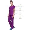 Healing Hands Women’s Scrub Top V-Neck with 2 Pockets, 2-Way Stretch, and Yoga Knit Side Panels for Slim Fit- 2245(Eggplant)