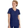 Healing Hands Women’s Scrub Top V-Neck with 2 Pockets, 2-Way Stretch, and Yoga Knit Side Panels for Slim Fit- 2245(Navy)
