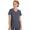 Healing Hands Women’s Scrub Top V-Neck with 2 Pockets, 2-Way Stretch, and Yoga Knit Side Panels for Slim Fit- 2245(Pewter)