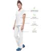 Healing Hands Women’s Scrub Top V-Neck with 2 Pockets, 2-Way Stretch, and Yoga Knit Side Panels for Slim Fit- 2245(White)