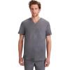 Healing Hands Men’s Scrub Top Justin V-Neck Modern Fit with Chest & Sleeve Pocket, Easy Care Stretch Fabric 2330(Heather Grey)