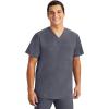 Healing Hands Men’s Scrub Top Justin V-Neck Modern Fit with Chest & Sleeve Pocket, Easy Care Stretch Fabric 2330(Pewter)