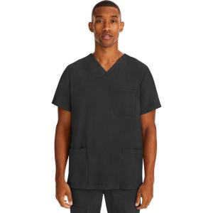 Healing Hands Scrubs for Men Modern Fit, Scrub Top Jake with 3 Patch Pockets, Side Vents and Stretchy Fabric 2331(Black)
