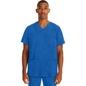 Healing Hands Scrubs for Men Modern Fit, Scrub Top Jake with 3 Patch Pockets, Side Vents and Stretchy Fabric 2331(Royal)