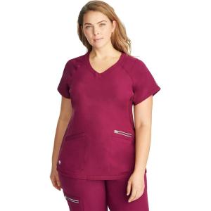 Healing Hands Womens Scrub Top 3 Pocket V-Neck Lightweight Breathable Fabric Scrub Tops for Women HH360 2284 Serena(Wine)