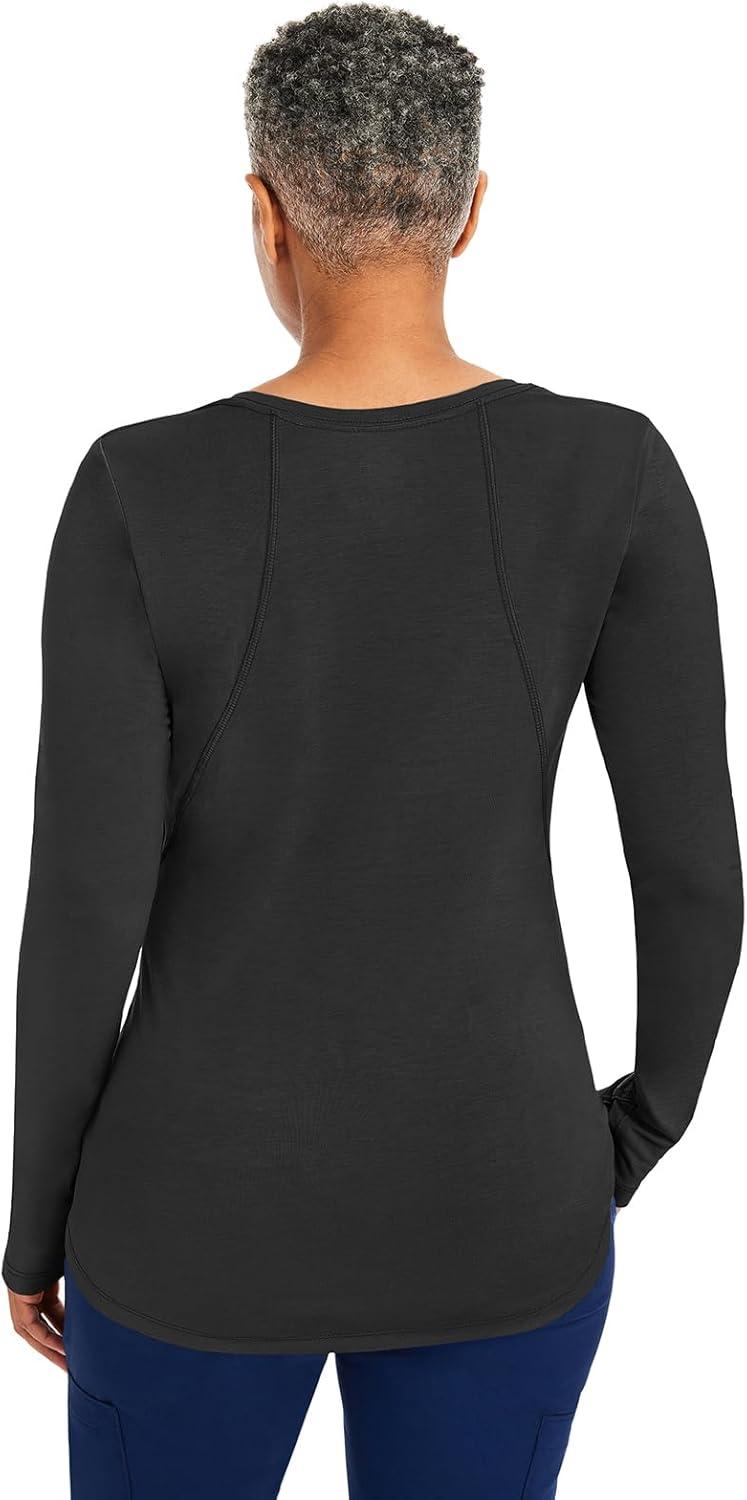 imageHealing Hands Mackenzie Womens Underscrub Long Sleeve Tee with Thumbholes Modern Fit Undershirt 5051Black 2 Pack