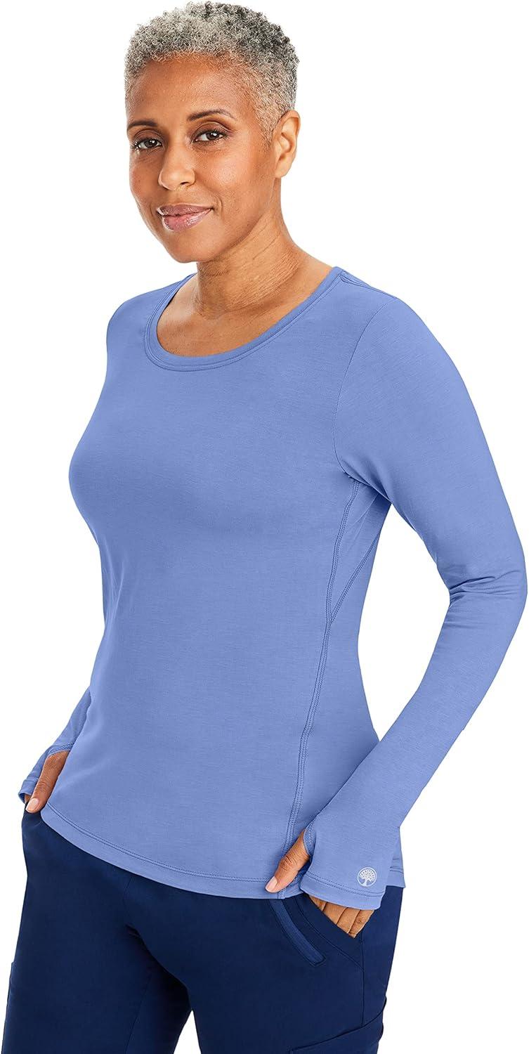 imageHealing Hands Mackenzie Womens Underscrub Long Sleeve Tee with Thumbholes Modern Fit Undershirt 5051Ceil