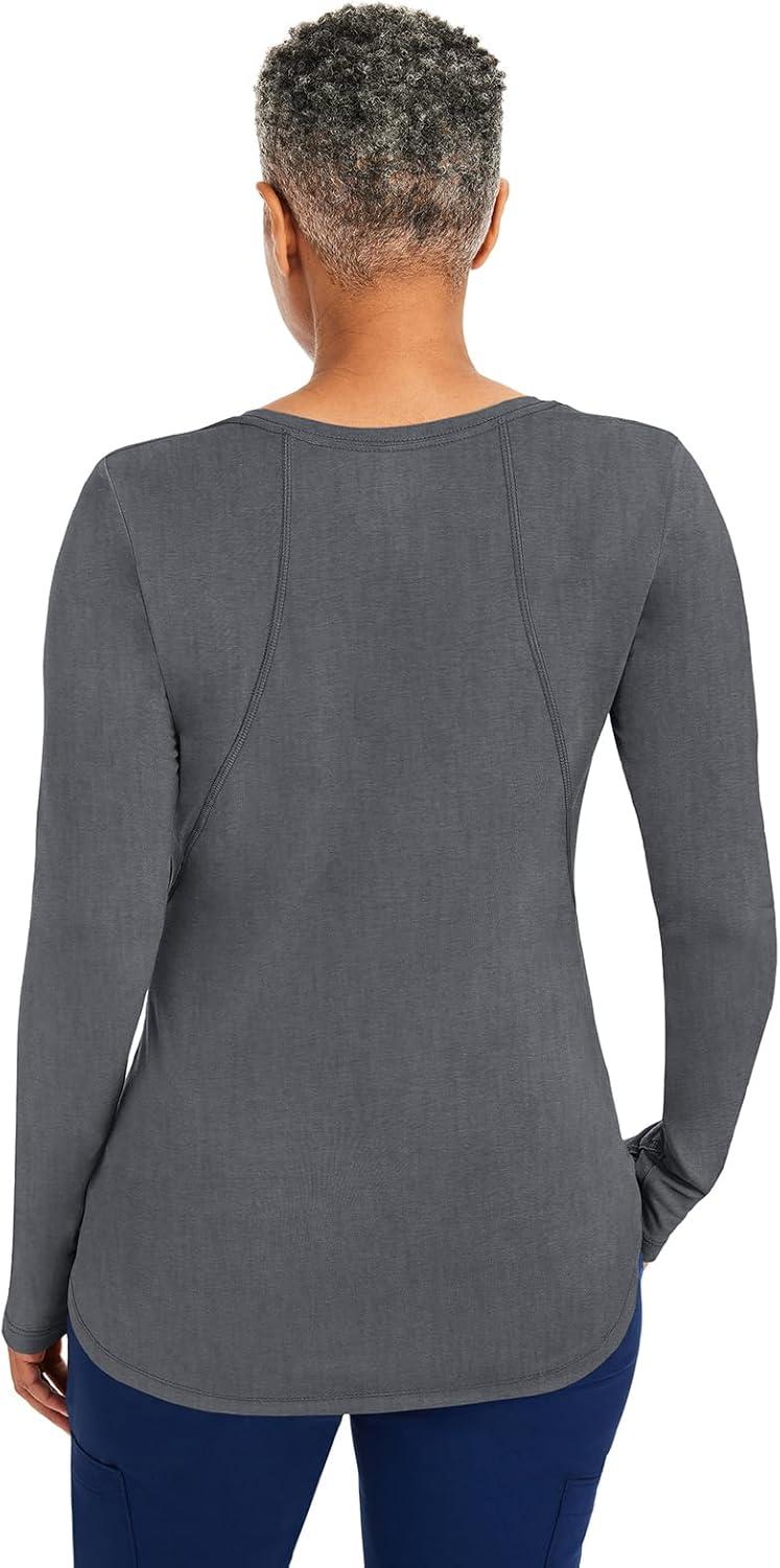 imageHealing Hands Mackenzie Womens Underscrub Long Sleeve Tee with Thumbholes Modern Fit Undershirt 5051Heather Grey 3 Pack