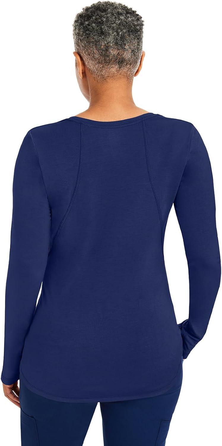 imageHealing Hands Mackenzie Womens Underscrub Long Sleeve Tee with Thumbholes Modern Fit Undershirt 5051Navy 3 Pack