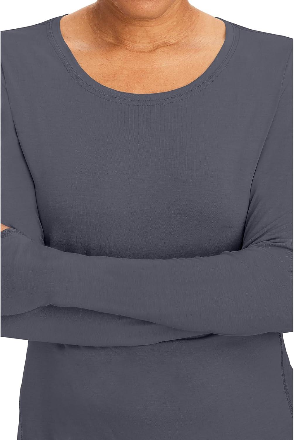 imageHealing Hands Mackenzie Womens Underscrub Long Sleeve Tee with Thumbholes Modern Fit Undershirt 5051Pewter 2 Pack
