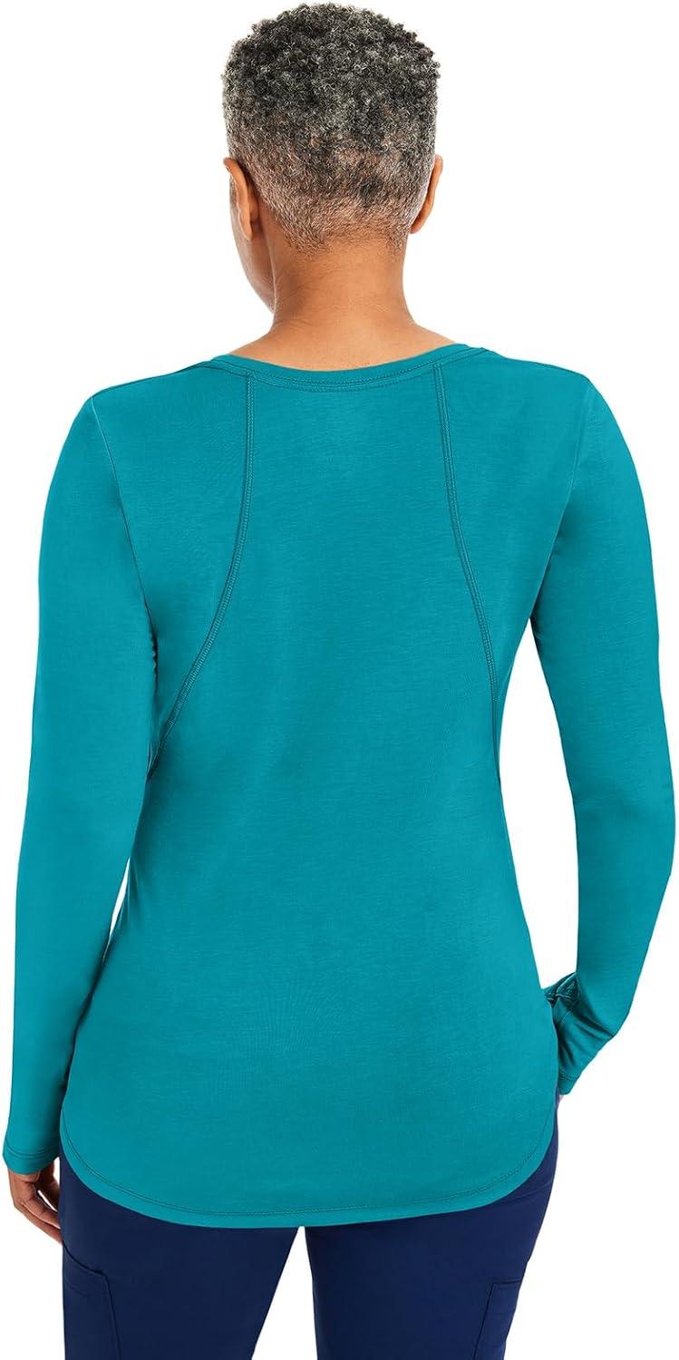imageHealing Hands Mackenzie Womens Underscrub Long Sleeve Tee with Thumbholes Modern Fit Undershirt 5051Teal 2 Pack