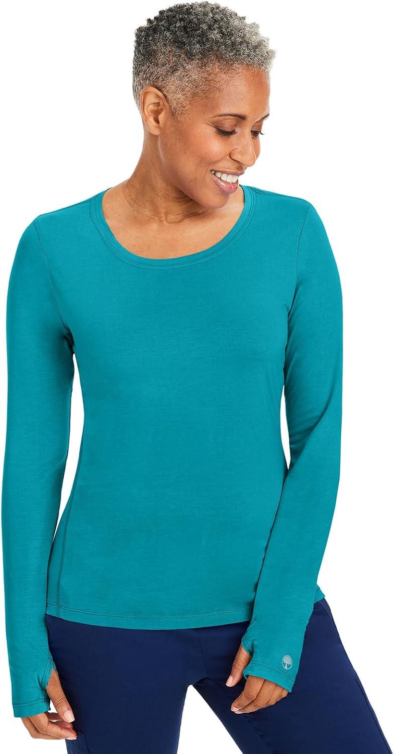 imageHealing Hands Mackenzie Womens Underscrub Long Sleeve Tee with Thumbholes Modern Fit Undershirt 5051Teal 3 Pack