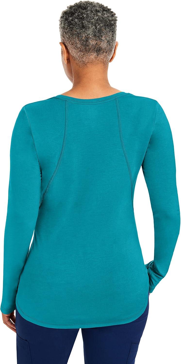 imageHealing Hands Mackenzie Womens Underscrub Long Sleeve Tee with Thumbholes Modern Fit Undershirt 5051Teal