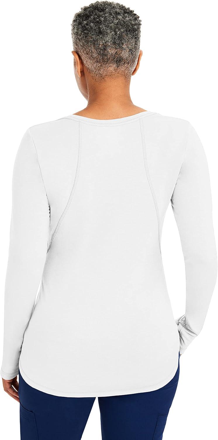 imageHealing Hands Mackenzie Womens Underscrub Long Sleeve Tee with Thumbholes Modern Fit Undershirt 5051White