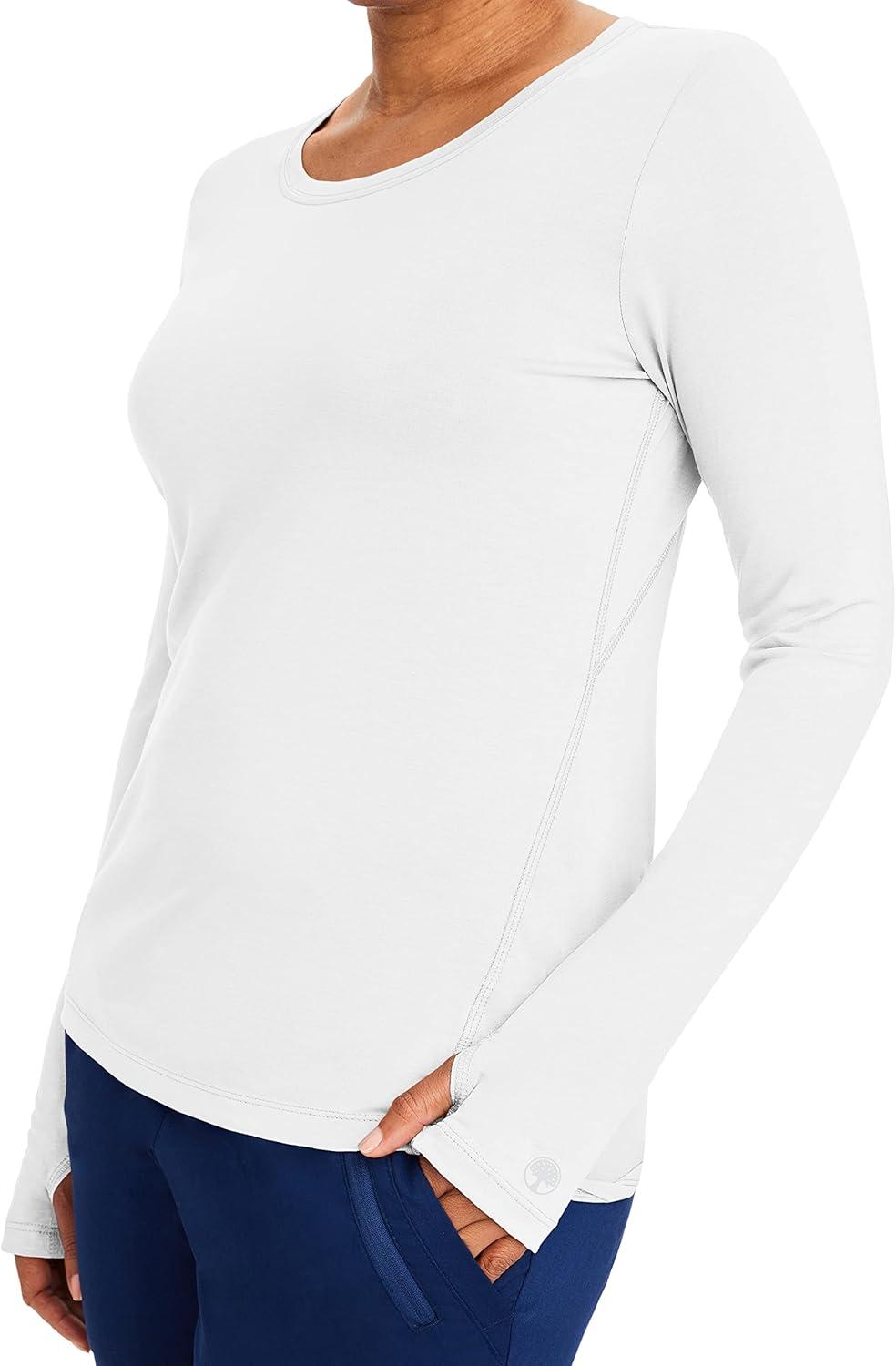 imageHealing Hands Mackenzie Womens Underscrub Long Sleeve Tee with Thumbholes Modern Fit Undershirt 5051White