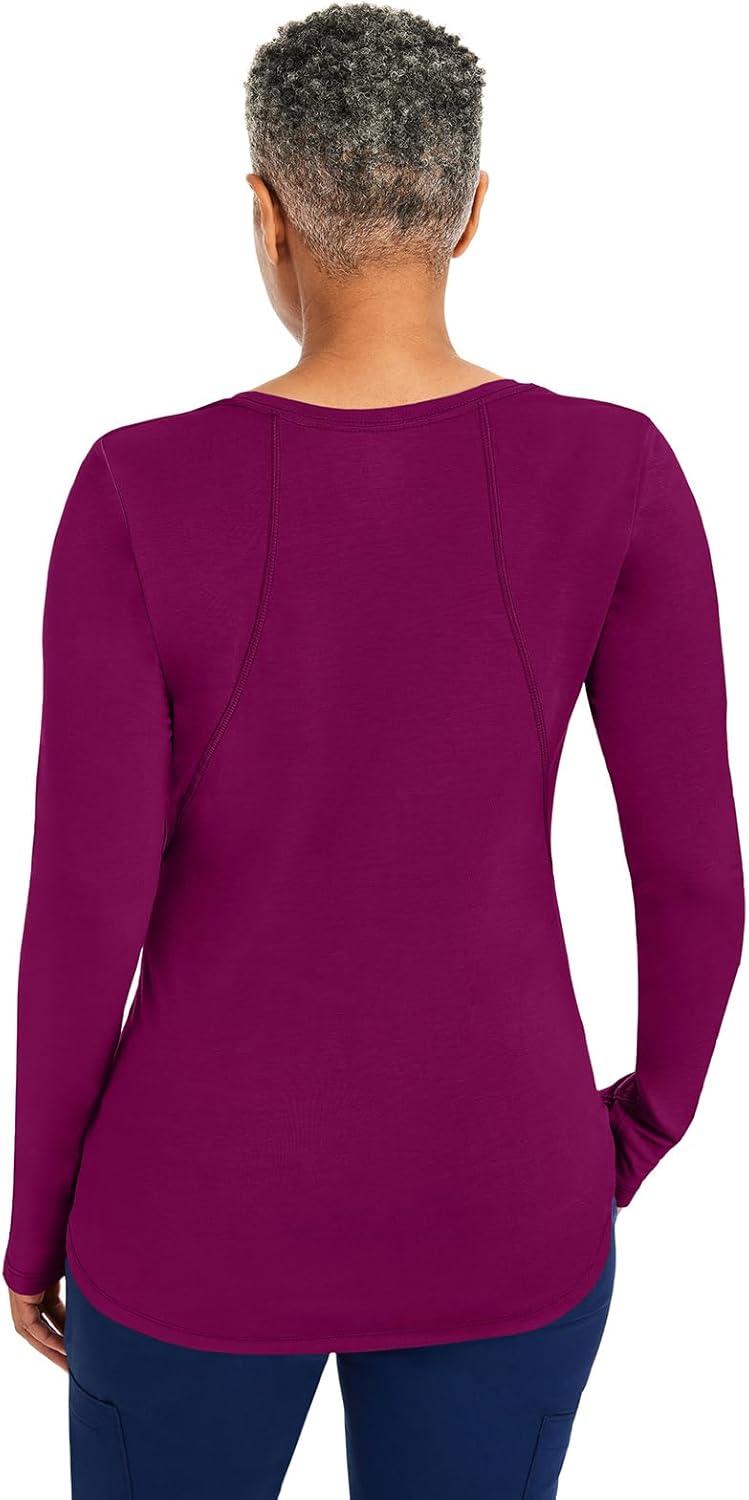 imageHealing Hands Mackenzie Womens Underscrub Long Sleeve Tee with Thumbholes Modern Fit Undershirt 5051Wine 3 Pack