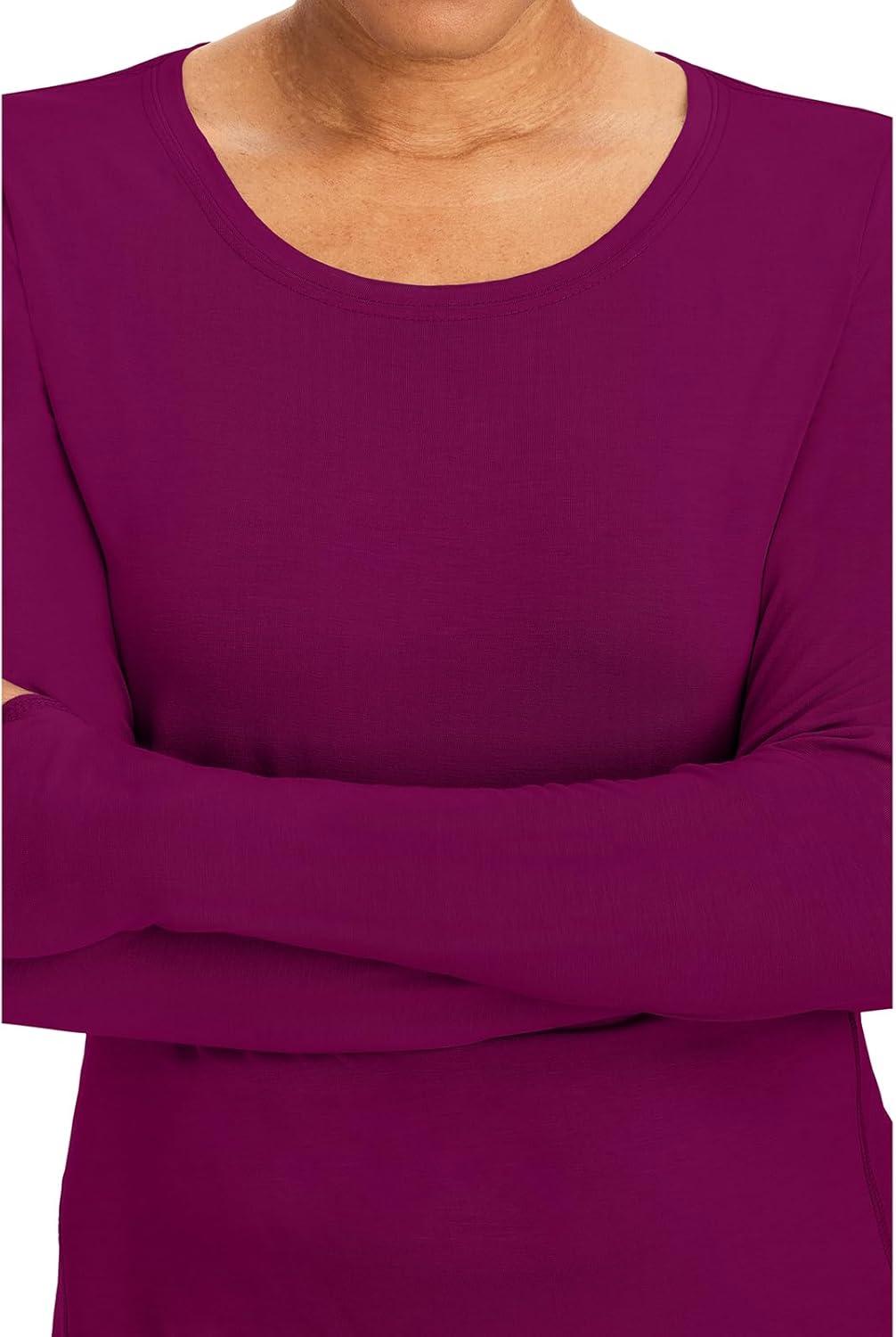 imageHealing Hands Mackenzie Womens Underscrub Long Sleeve Tee with Thumbholes Modern Fit Undershirt 5051Wine 3 Pack
