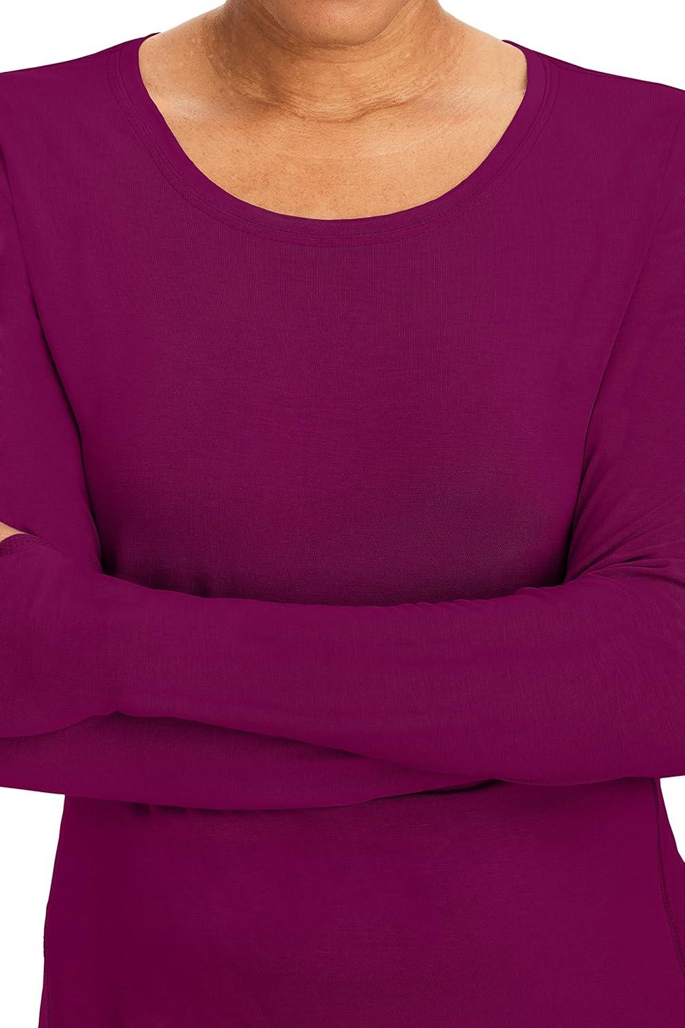 imageHealing Hands Mackenzie Womens Underscrub Long Sleeve Tee with Thumbholes Modern Fit Undershirt 5051Wine
