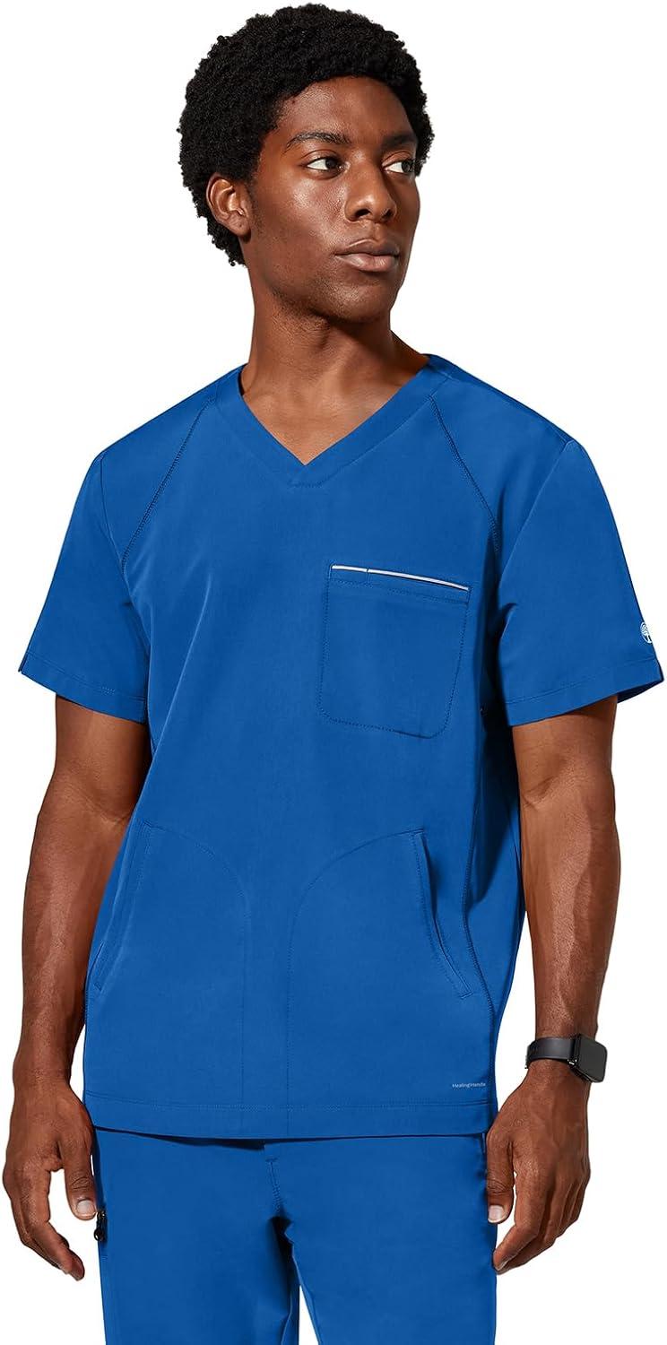 imageHealing Hands Mens Scrub Top Steven Top with 3 Pockets Moisture Wicking 360 Stretch amp Recycled Fibers 2382Royal