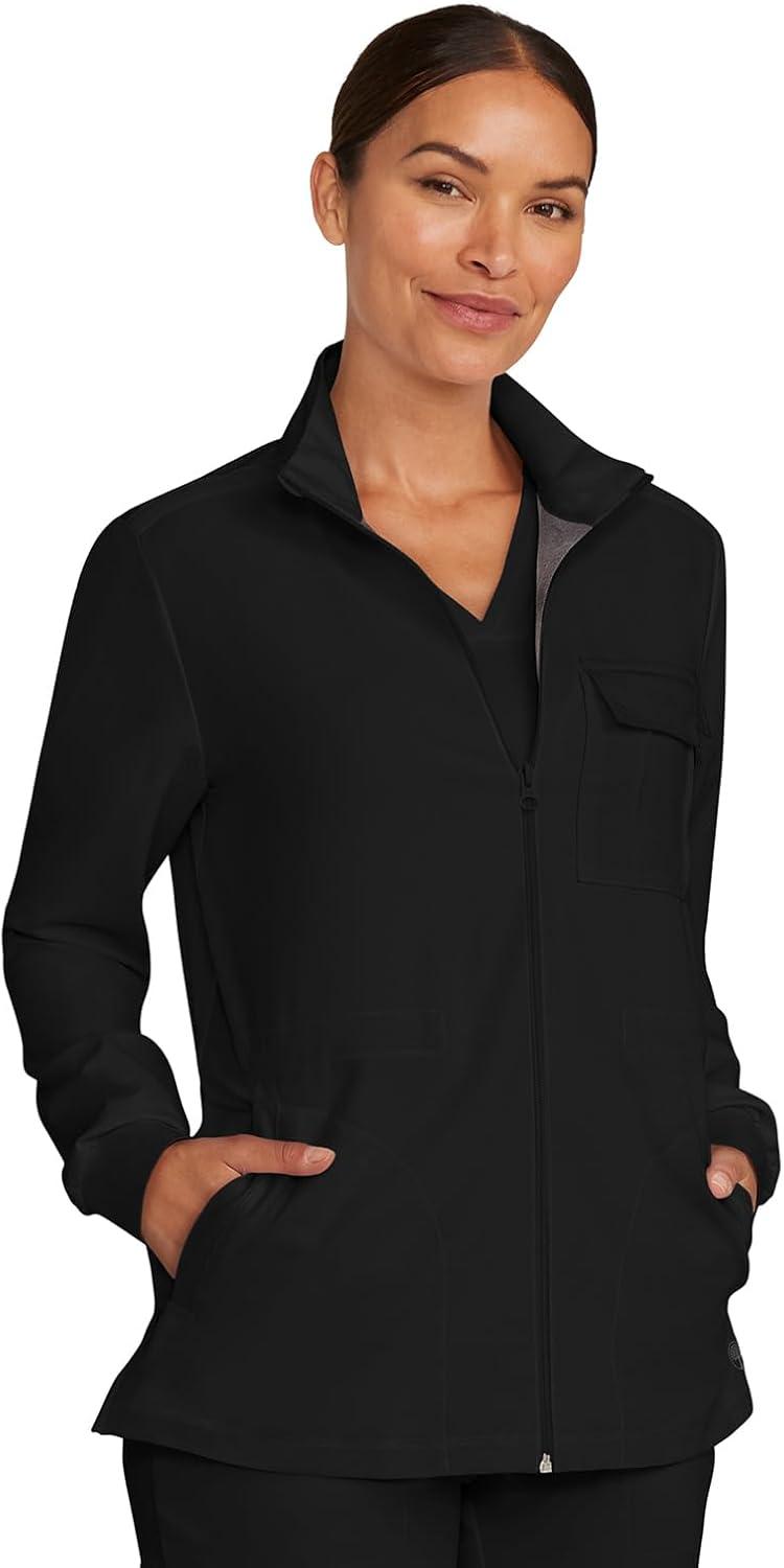 imageHealing Hands Scrub Jackets for Woman ZipFront Utility Jacket with 4 Pockets HH360Black