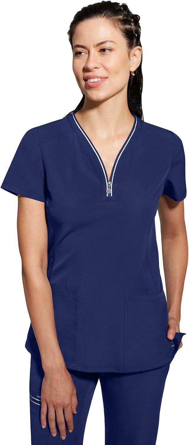imageHealing Hands Scrub Top for Women Sonia Top with 3 Pockets Moisture Wicking 360 Stretch amp Recycled Fibers 2274Navy
