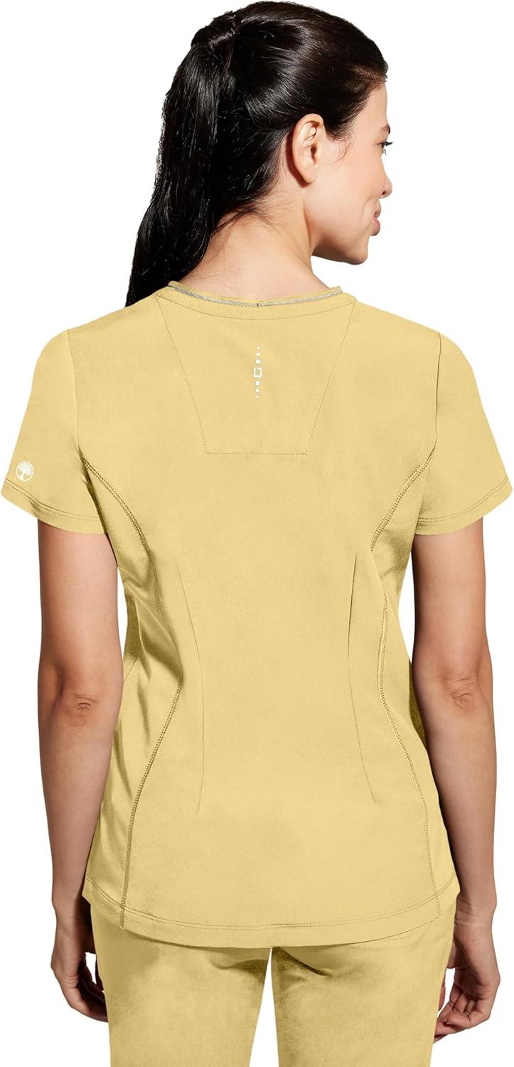 imageHealing Hands Scrub Top for Women Sonia Top with 3 Pockets Moisture Wicking 360 Stretch amp Recycled Fibers 2274Sunray Yellow