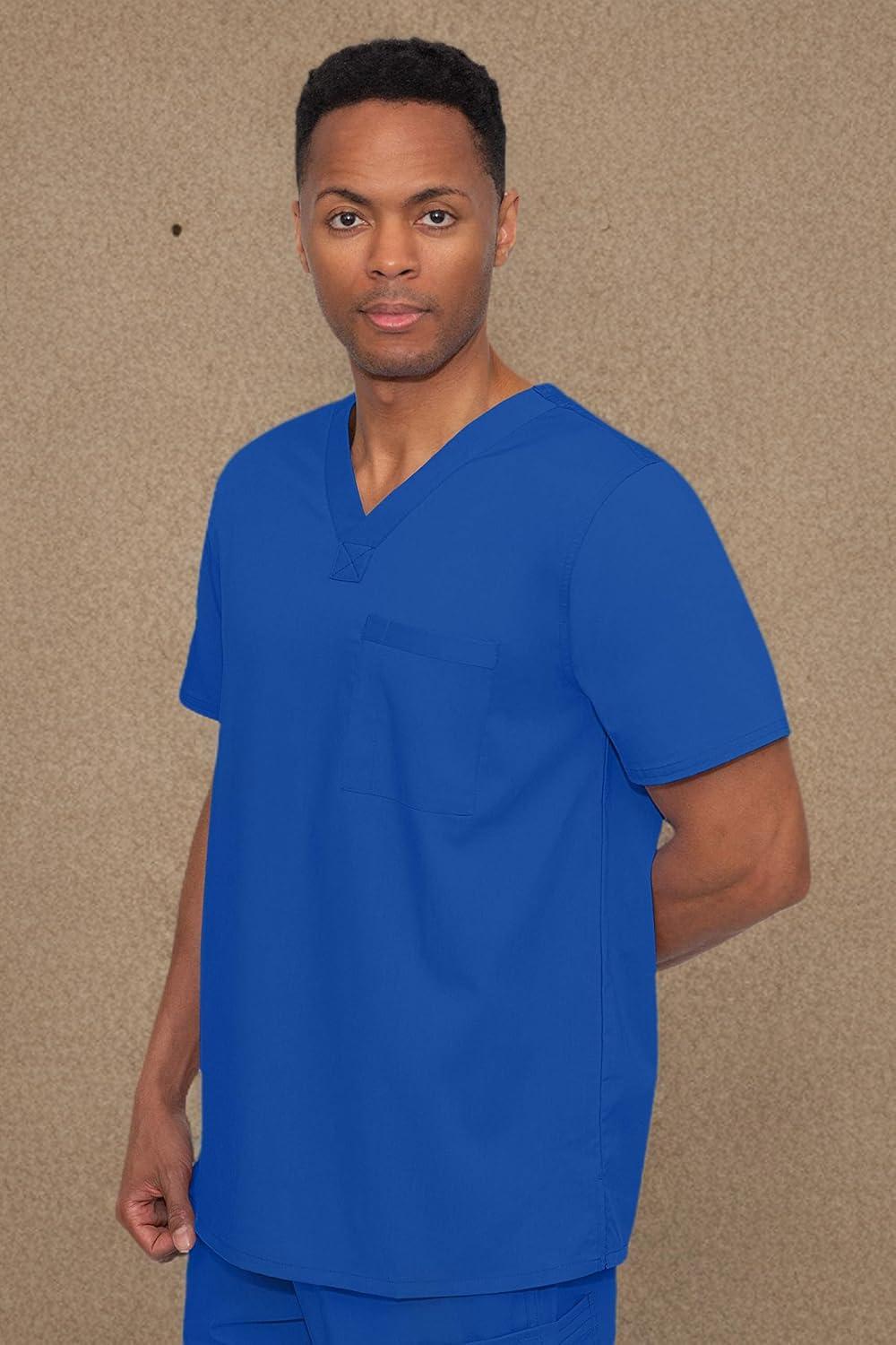imageHealing Hands Scrubs for Men Top Blue Label One Pocket Mens Scrub Top Lightweight Fabric 2223 James
