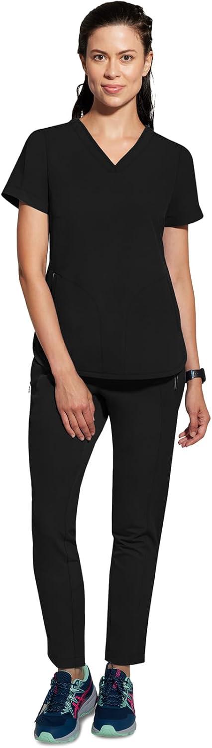 imageHealing Hands Womens Medical Scrub Top Skyler with 2 Pockets Moisture Wicking 360 Stretch amp Recycled Fiber 2285Black