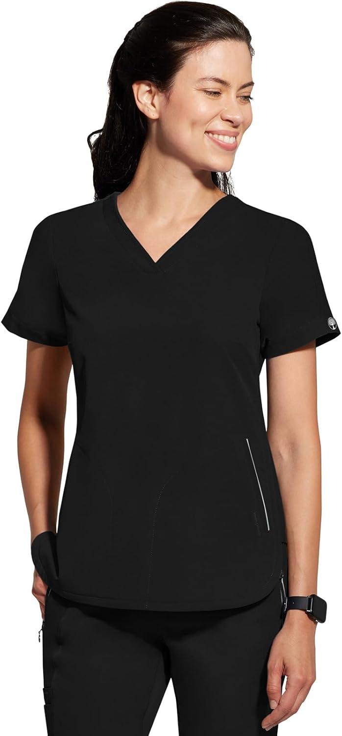 imageHealing Hands Womens Medical Scrub Top Skyler with 2 Pockets Moisture Wicking 360 Stretch amp Recycled Fiber 2285Black