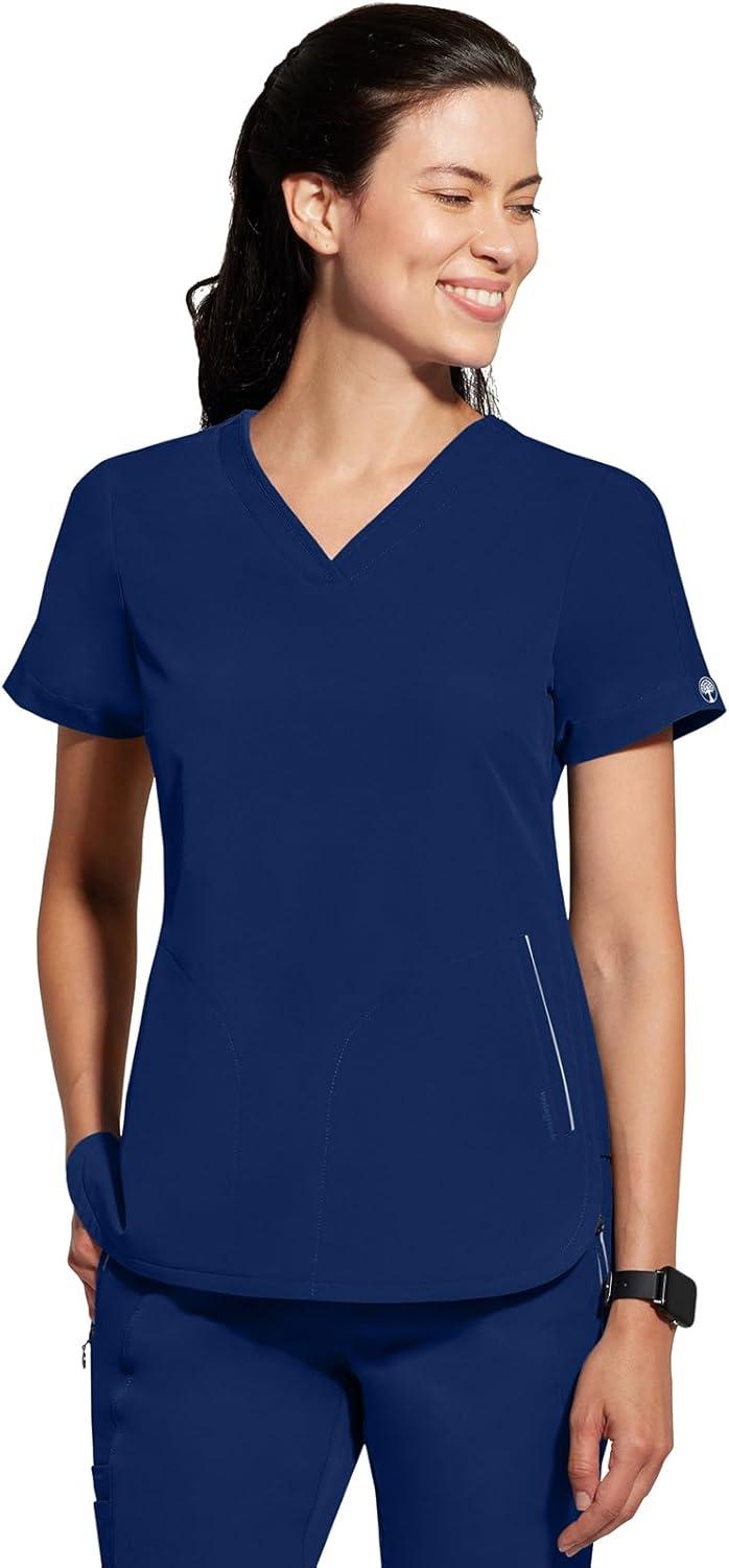 imageHealing Hands Womens Medical Scrub Top Skyler with 2 Pockets Moisture Wicking 360 Stretch amp Recycled Fiber 2285Navy