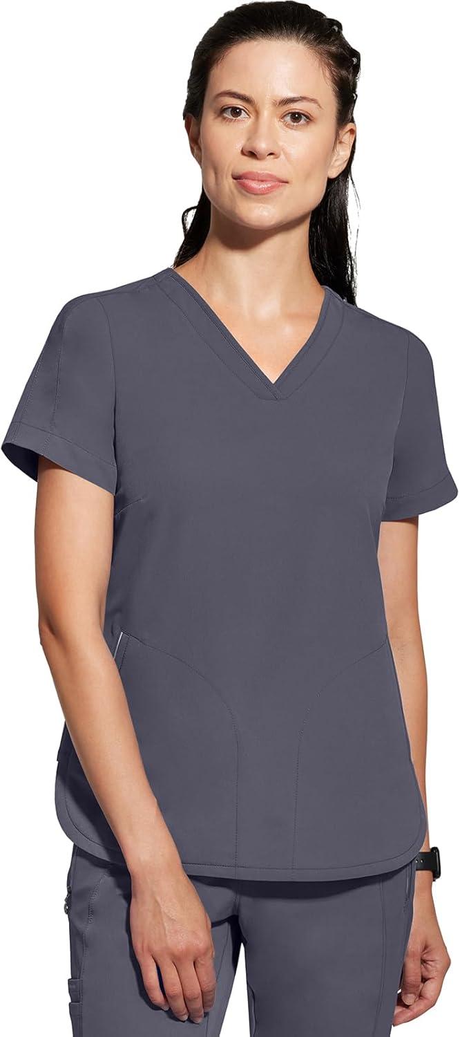 imageHealing Hands Womens Medical Scrub Top Skyler with 2 Pockets Moisture Wicking 360 Stretch amp Recycled Fiber 2285Pewter
