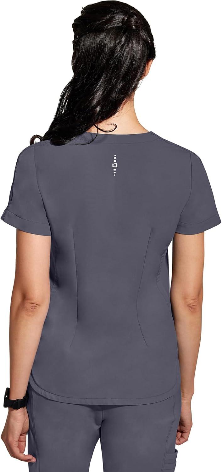 imageHealing Hands Womens Medical Scrub Top Skyler with 2 Pockets Moisture Wicking 360 Stretch amp Recycled Fiber 2285Pewter