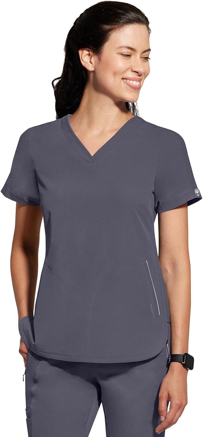 imageHealing Hands Womens Medical Scrub Top Skyler with 2 Pockets Moisture Wicking 360 Stretch amp Recycled Fiber 2285Pewter