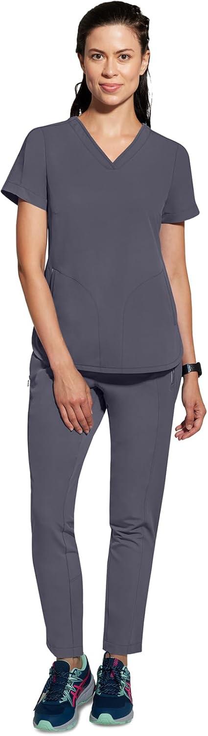 imageHealing Hands Womens Medical Scrub Top Skyler with 2 Pockets Moisture Wicking 360 Stretch amp Recycled Fiber 2285Pewter
