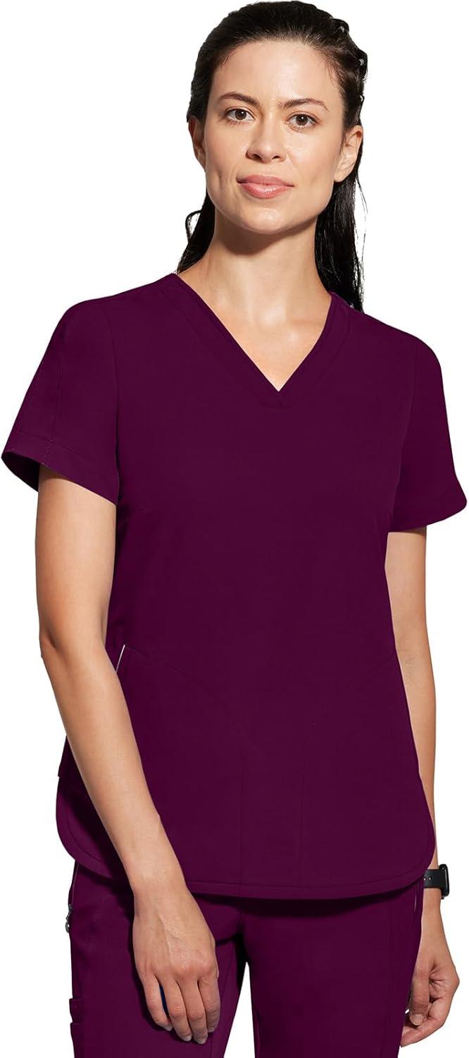 imageHealing Hands Womens Medical Scrub Top Skyler with 2 Pockets Moisture Wicking 360 Stretch amp Recycled Fiber 2285Wine