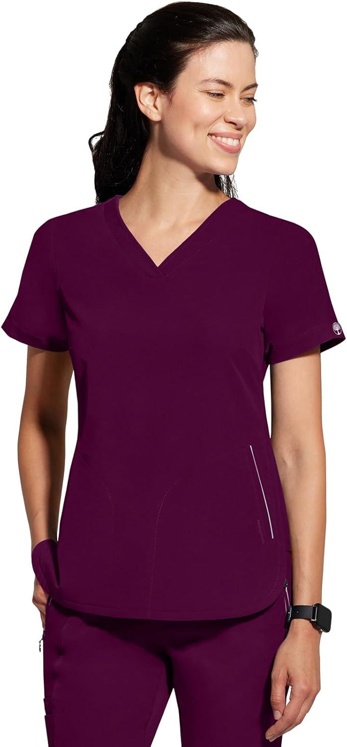 imageHealing Hands Womens Medical Scrub Top Skyler with 2 Pockets Moisture Wicking 360 Stretch amp Recycled Fiber 2285Wine