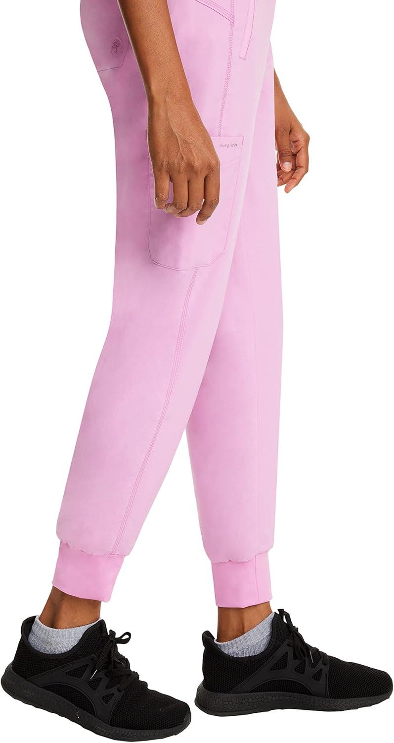 imageHealing Hands Womens Scrub Jogger Pant Tara with 6 Pockets Durable 2Way Stretch and Easy Care Fabric 9233Taffy Pink