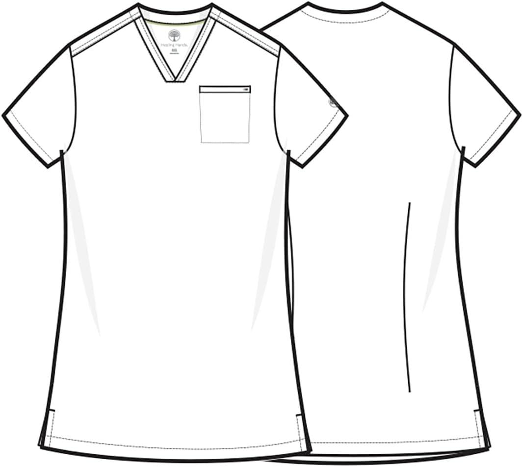 imageHealing Hands Womens Tops VNeck Scrub Top Tuckin with Welt Chest Pocket HH755Black