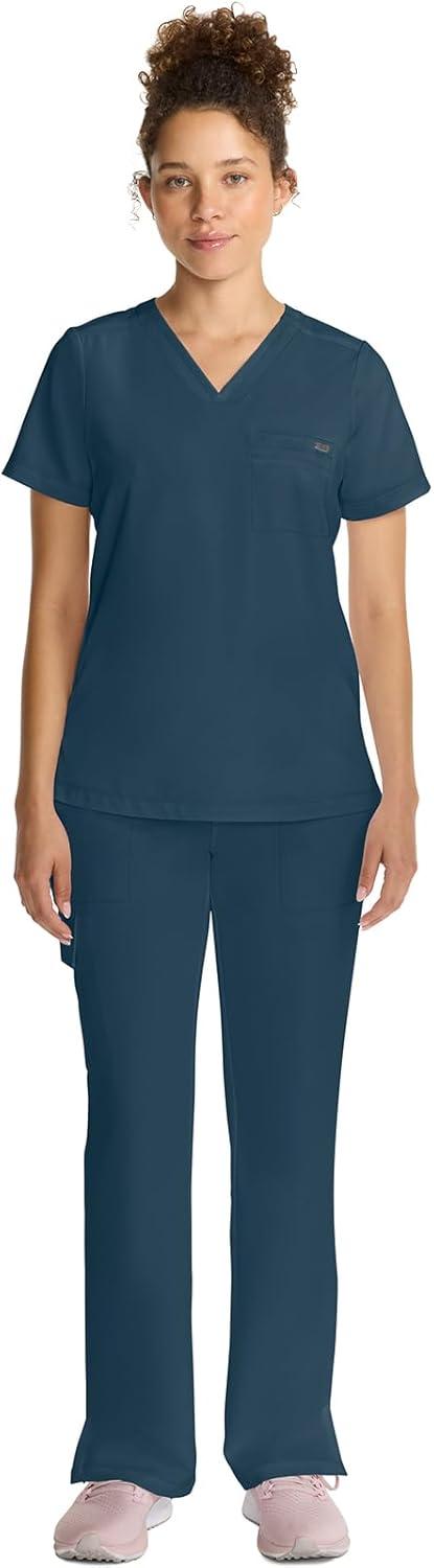 imageHealing Hands Womens Tops VNeck Scrub Top Tuckin with Welt Chest Pocket HH755Caribbean Blue