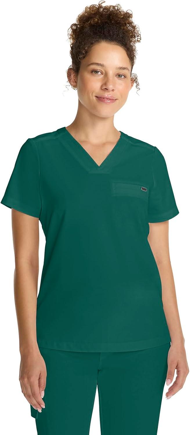 imageHealing Hands Womens Tops VNeck Scrub Top Tuckin with Welt Chest Pocket HH755Hunter